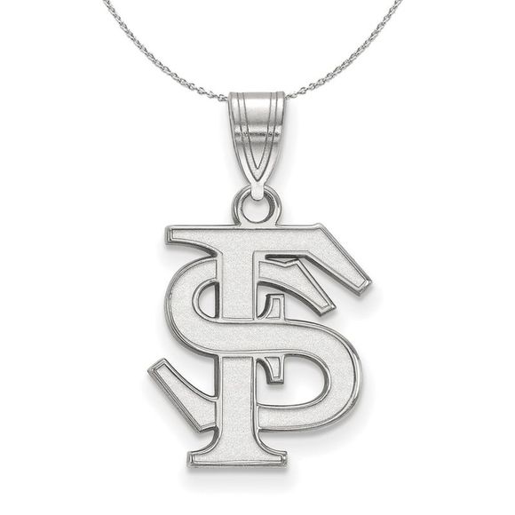 Sterling Silver Florida State Medium 'FS' Necklace - 20 Inch